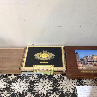 Three Wood Cigar Boxes