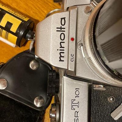 SRT 101 Minolta camera with 2 lenses