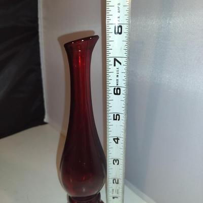 Collection of Colored Glass Home Decor- Vase, Small Plate, Glass Dolphin Paperweight