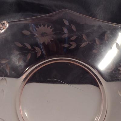 Pair of Vintage Etched Glass Serving Bowls
