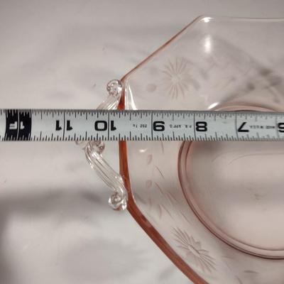 Pair of Vintage Etched Glass Serving Bowls