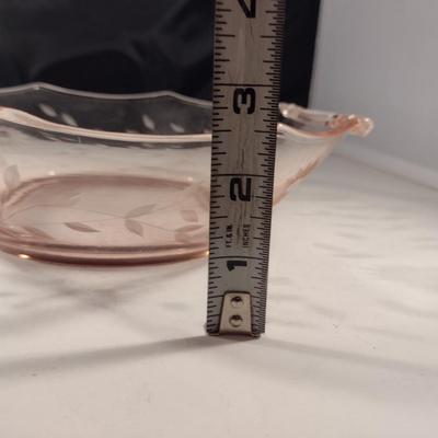 Pair of Vintage Etched Glass Serving Bowls