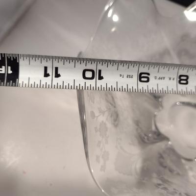 Pair of Vintage Etched Glass Serving Bowls