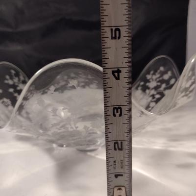 Pair of Vintage Etched Glass Serving Bowls