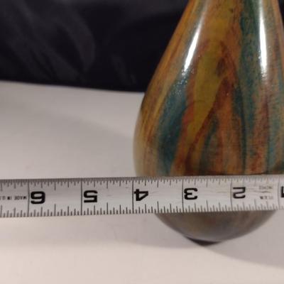 Hand Crafted Polished Wood Vase- Approx 8" Tall