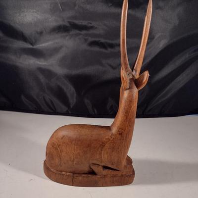 Hand Carved Wooden Gazelle/Antelope