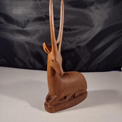 Hand Carved Wooden Gazelle/Antelope