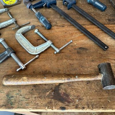 C-CLAMPS, CROWBAR, MALLET, TAPE MEASURE, MORE