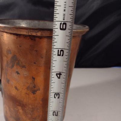 Antique Folk Art Handled Copper Mug/Pitcher- Approx 5 3/4" Tall