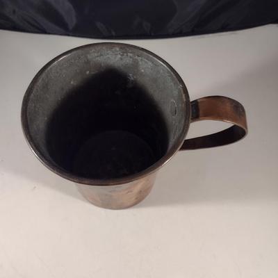 Antique Folk Art Handled Copper Mug/Pitcher- Approx 5 3/4" Tall