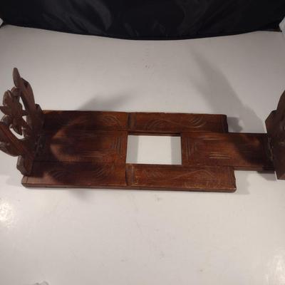 Vintage Wood Expanding Shelf Folding Bookends Adjustable 12"-18"