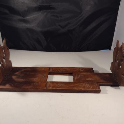 Vintage Wood Expanding Shelf Folding Bookends Adjustable 12"-18"