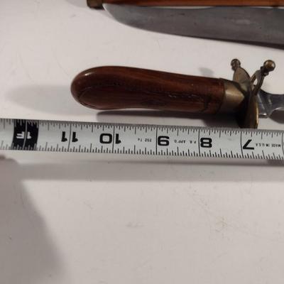 Vintage Knife and Fork Carving Set- Hand Carved Handles and Wood Sheath
