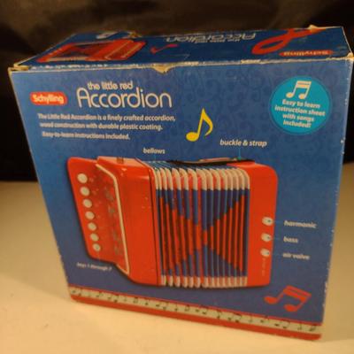 Vintage Schylling 'The Little Red Accordion' Children's Instrument with Original Box