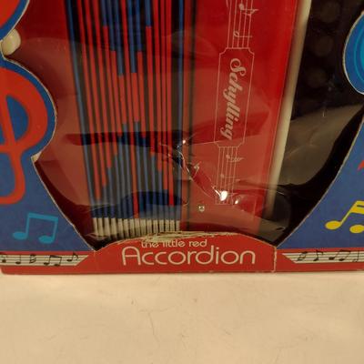 Vintage Schylling 'The Little Red Accordion' Children's Instrument with Original Box