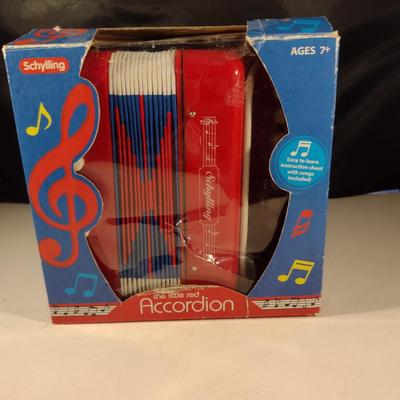 Vintage Schylling 'The Little Red Accordion' Children's Instrument with Original Box