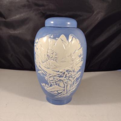 Vintage Handmade Ceramic Ginger Jar with Lid- Approx 6 3/4" Tall