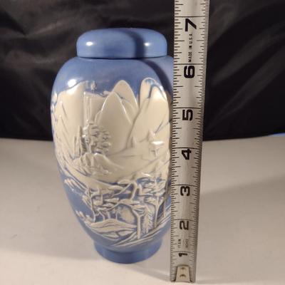 Vintage Handmade Ceramic Ginger Jar with Lid- Approx 6 3/4" Tall