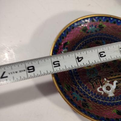 Collection of Metal Home Decor- Enameled Plate, Vase, Ship Design Bookend