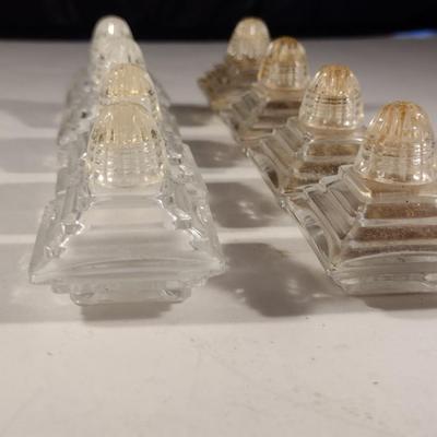 Four Sets of Vintage Art Deco Style Glass Salt and Pepper Shakers- Approx 1 1/2" Square