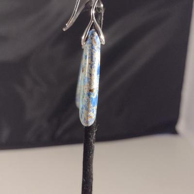 Natural Stone Tear Drop Shaped Dangle Earrings- Approx 2" Long (#2)