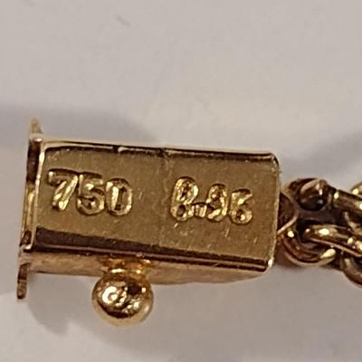18 Karat Gold Over Silver Tennis Bracelet with Sapphire- Approx 7" Long (#4)