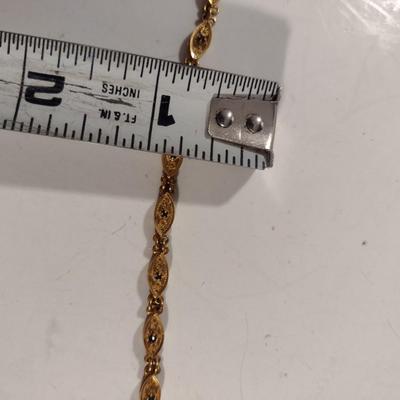 18 Karat Gold Over Silver Tennis Bracelet with Sapphire- Approx 7" Long (#4)