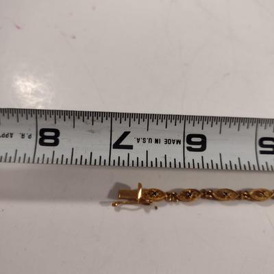 18 Karat Gold Over Silver Tennis Bracelet with Sapphire- Approx 7" Long (#4)
