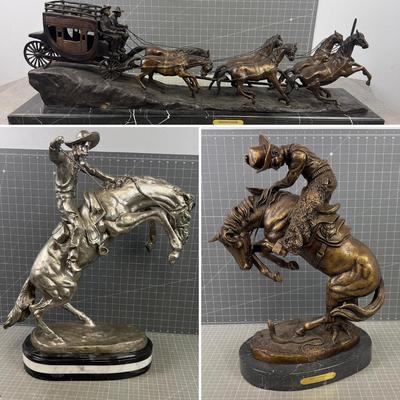 "Stagecoach" by Charles M. Russel Bronze Sculpture