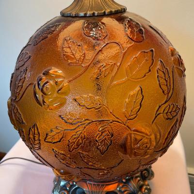 Large Amber Globe with rose lamp