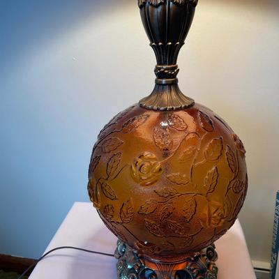 Large Amber Globe with rose lamp