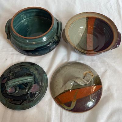 Stoneware Pottery Lidded Pots (K-RG)