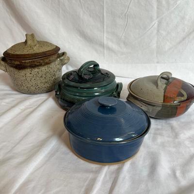 Stoneware Pottery Lidded Pots (K-RG)