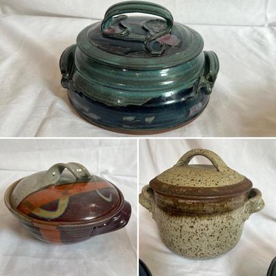 Stoneware Pottery Lidded Pots (K-RG)
