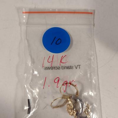 14 Karat Yellow and White Gold Moon and Cherub Design Dangle Earrings- Approx Weight 1.9 Grams (#10)