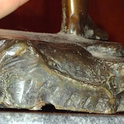 Signed Reproduction "Harvest Time Girl" by J. Morie Heavy Bronze Statue- Approx 16" Tall