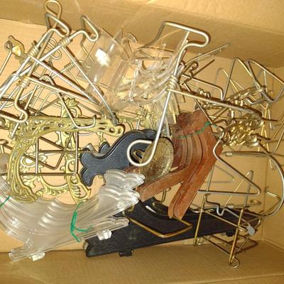 Collection of Plate Holders- Metal, Plastic, Wood- Assorted Sizes