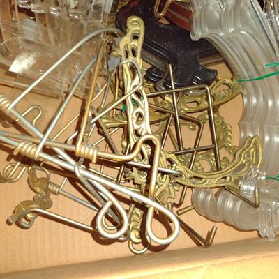 Collection of Plate Holders- Metal, Plastic, Wood- Assorted Sizes