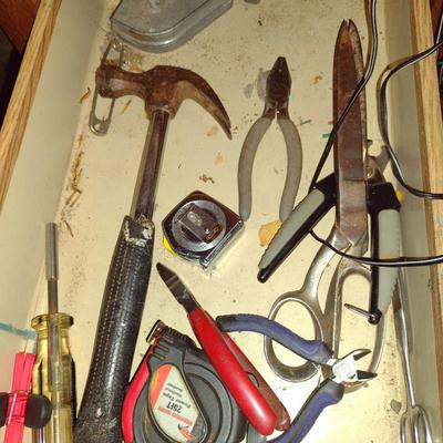 Assorted Tools and Contents of Work Bench