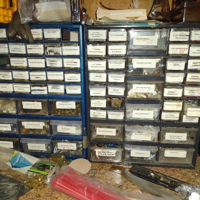 Assorted Tools and Contents of Work Bench