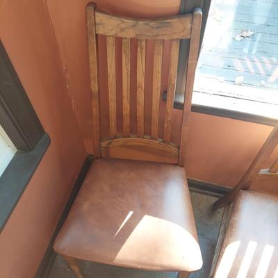 Six Wooden Dining Chairs w/ Leather Seats (K-BBL)