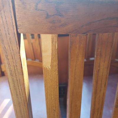 Six Wooden Dining Chairs w/ Leather Seats (K-BBL)