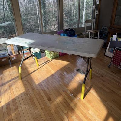 Three Plastic Work Tables (S-MK)