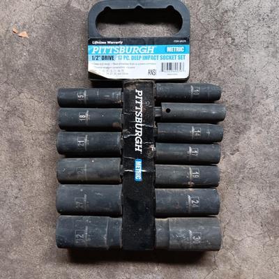 PITTSBURGH 1/2" DRIVE 13 PC DEEP IMPACT METRIC SOCKETS
