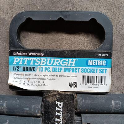 PITTSBURGH 1/2" DRIVE 13 PC DEEP IMPACT METRIC SOCKETS