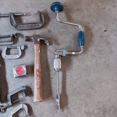 VARIETY OF HAND TOOLS AND C-CLAMPS