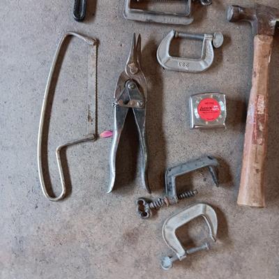 VARIETY OF HAND TOOLS AND C-CLAMPS
