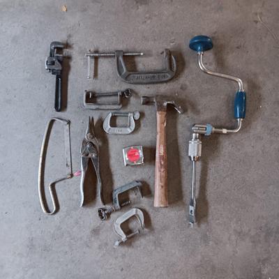 VARIETY OF HAND TOOLS AND C-CLAMPS