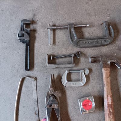 VARIETY OF HAND TOOLS AND C-CLAMPS