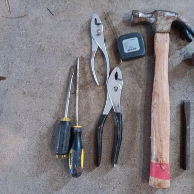 A FEW DRILL BITS AND HAND TOOLS